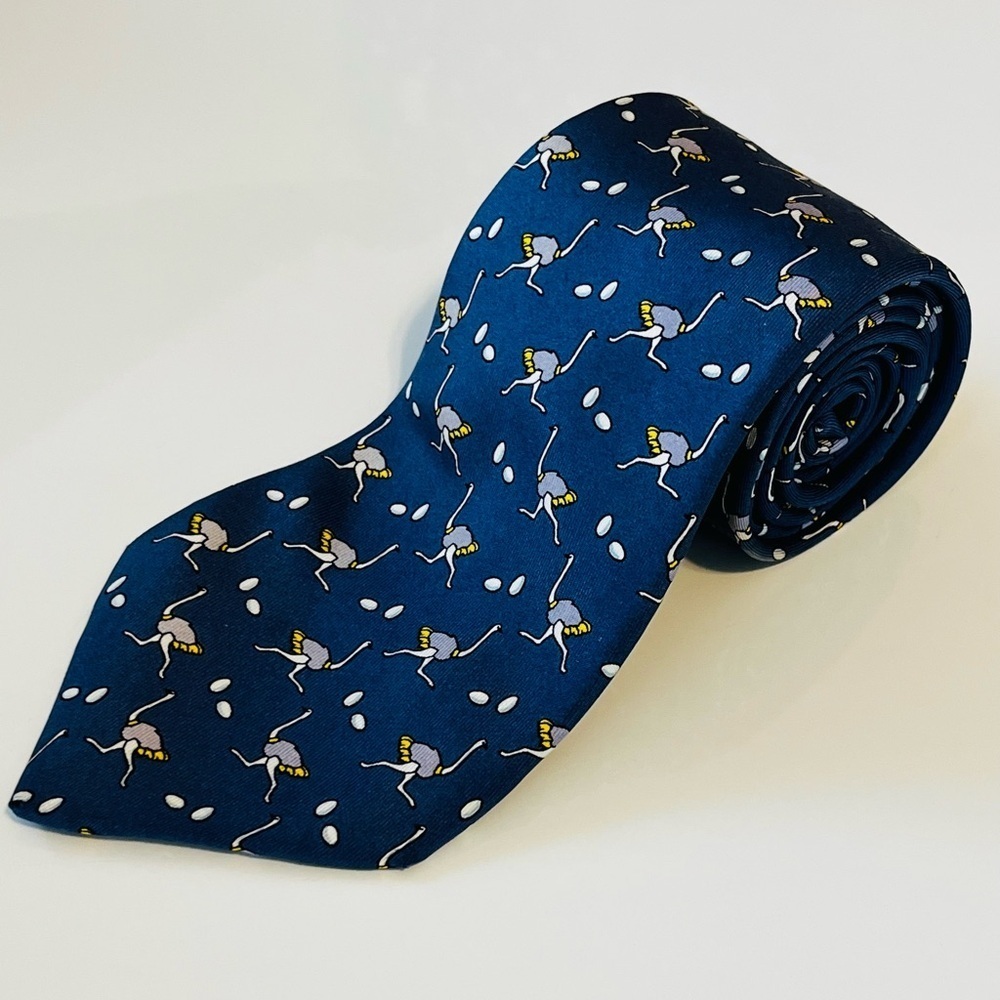 HERMES 7463 HA Men’s Neck Tie 100% Silk Vintage France Ostrich Eggs Fathers Day